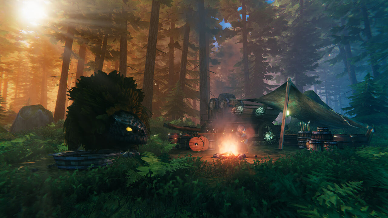 Valheim sailing at sunset, official screenshot